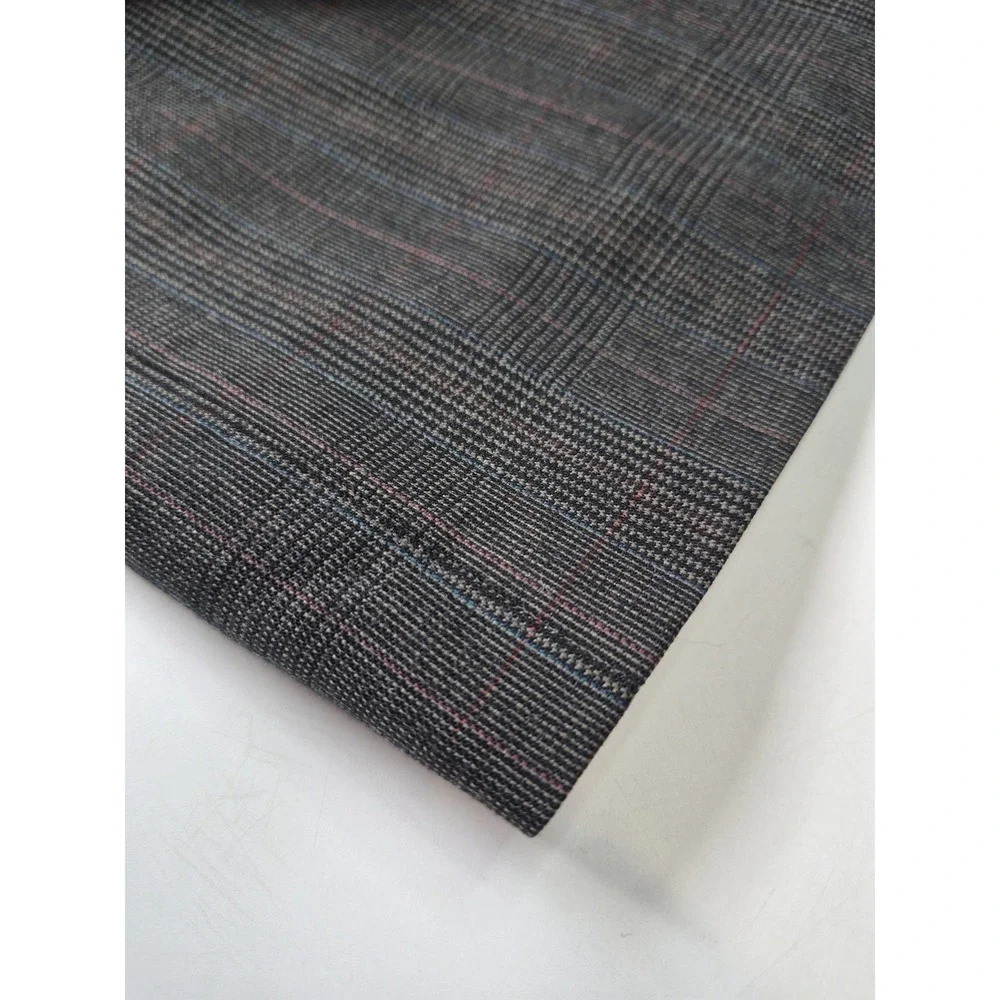 Hickey Freeman Mens Wool Sports Coat 43R Gray Plaid Vintage USA 2 Button Blazer